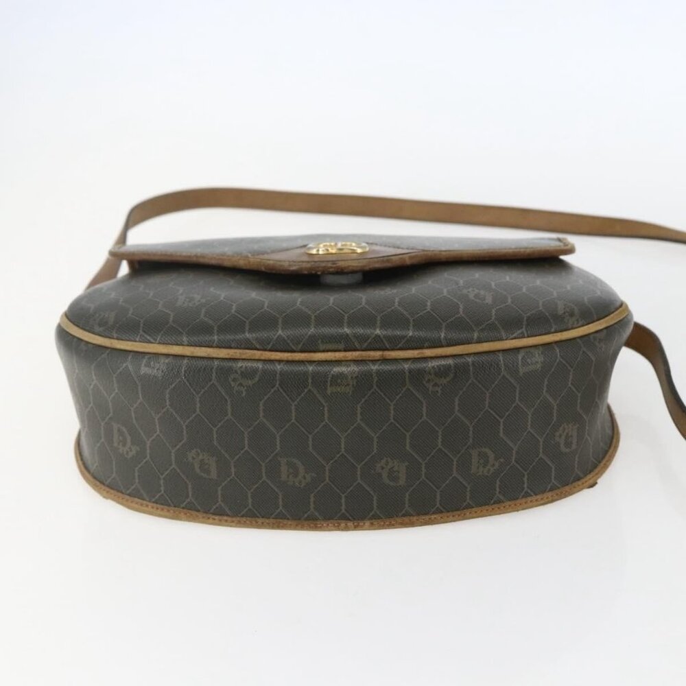 Authentic Christian Dior Honeycomb Canvas Shoulder Bag PVC Gold Khaki - Picture 12 of 16